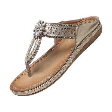 RKSTN Womens Slippers 2023 Non-slip Sandals Rhinestone Flower Hollow Fashion Flat Flip Flops,Slippers for Women Indoor Outdoor