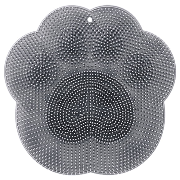OUKEYA Silicone Shower Foot Scrubber Mat, Non-Slip Bath Wash Pad with Suction Cups, Wall Mounted Shower Back & Body Scrubber for Men Women, Gray