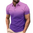 thumbnail image 1 of Birdeem Shirts for Men Mens Casual Gradient Short Sleeved Lapel Button Up T-Shirt Top, 1 of 12