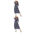 thumbnail image 1 of yingyy Robe de Nuit pour Femmes en Polyester 1/2/3, Décontractée, de Rechange, Col Rond, Manches Longues, Double Poche, Respirante, Peignoir de Maison, Vêtement de Nuit, Bleu Foncé, M, 2 Pcs, 1 of 6