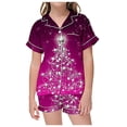 thumbnail image 1 of FAOWME Vêtements d'Intérieur d'Été pour Enfants Garçons Filles T-Shirt à Manches Courtes Imprimé Col Rond Pantalons Courts Pyjamas Violets 12-13 Ans, 1 of 4