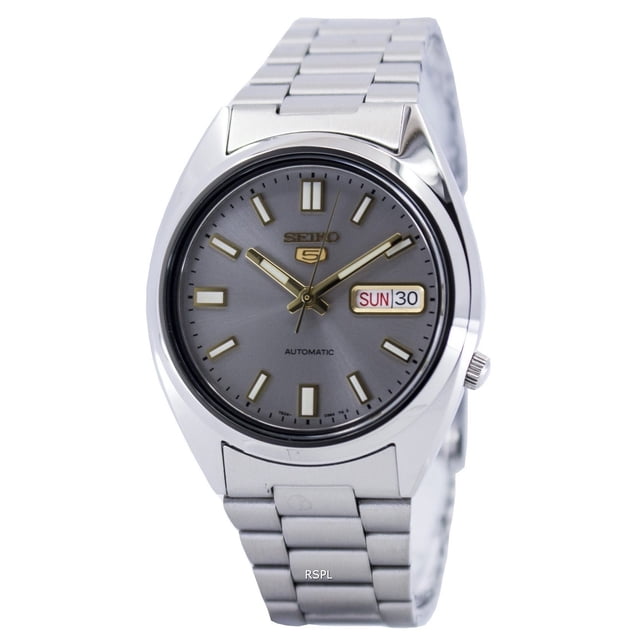 Seiko 5 Automatique SNXS75 SNXS75K1 SNXS75K Montre pour Homme avec Affichage Analogique Gris avec Fonction Jour et date, Boîtier de 37 mm et Cristal Hardlex. la Montre Présente un bracelet en Acier Inoxydable et Offre une Résistance à l'Eau de 30 m.