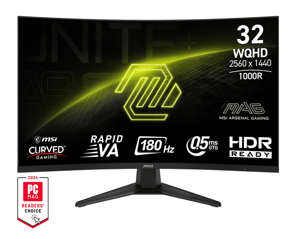 MSI 32" 2560 x 1440 (QHD) 180Hz 0.5ms (GTG) Curved Rapid VA Gaming Monitor Tilt adjustable (MAG 325CQF)