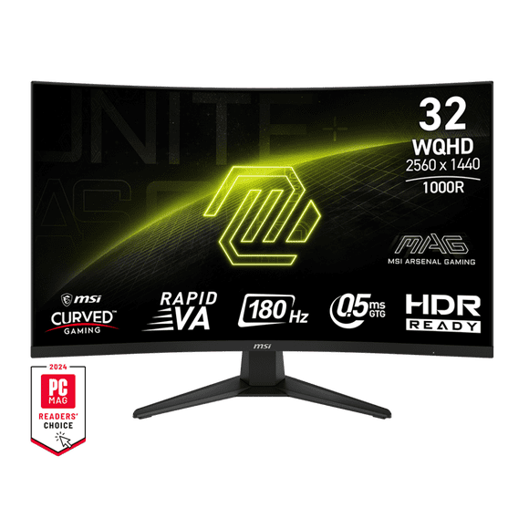 MSI 32" 2560 x 1440 (QHD) 180Hz 0.5ms (GTG) Curved Rapid VA Gaming Monitor Tilt adjustable (MAG 325CQF)