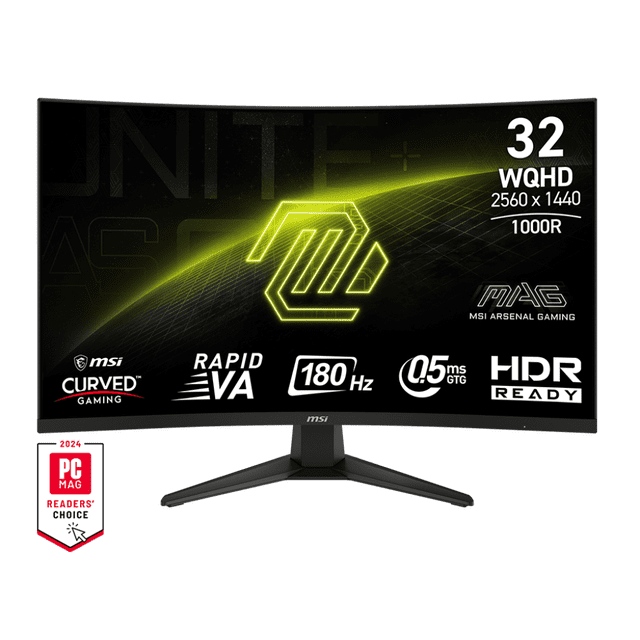 MSI 31,5 Po 2560 x 1440 (QHD) 180 Hz 0,5 Ms (GTG) Incurvé VA Rapide Moniteur de Jeu Inclinaison Réglable (MAG 325CQF)