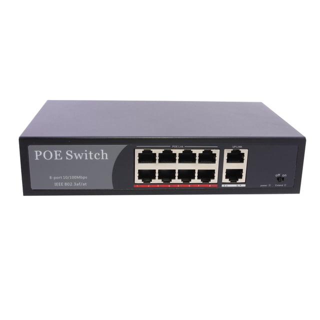 axGear PoE Commutateur de Réseau Injecteur d'Alimentation 10/100 m 8 Ports + 2 Ports Alimentation par Ethernet