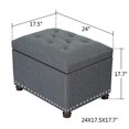 thumbnail image 3 of Joveco Ottomane de Rangement Rectangulaire Banc d'Organisation en Tissu (Gris), 3 of 5