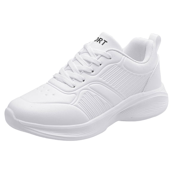 HBFAGFB Womens Sneakers Simple Comfortable Flat Bottom Lightweight Lace up Leather Shoes White Size 40