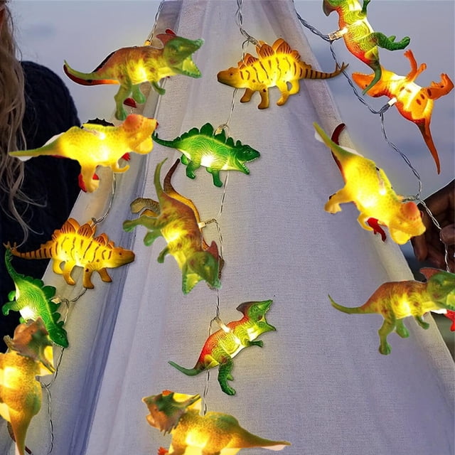 Dinosaur String Lights - Colorful LED Dino Lights for Kids Room Decor, Birthday Party & Bedroom Ambiance