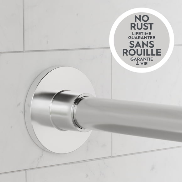 Tringle de douche à tension réglable et antirouille au style moderne en aluminium Better Homes & Gardens, sans perçage, 109 à 183 cm, nickel brossé