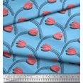 thumbnail image 2 of Soimoi polyester Crepe Fabric Leaves & Tulip Floral Printed Fabric 1 Yard 52 Inch Wide, 2 of 3