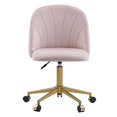 thumbnail image 3 of Linon Alyssa Chaise de Bureau Sans Accoudoirs Rembourrée et Réglable, Pattes Dorées, Rose Blush, 3 of 15