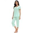 thumbnail image 1 of MINTLIMIT Women's Short Sleeve Tops and Capri Pants Solid Pajama Sets, 1 of 4