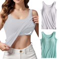 thumbnail image 2 of Womens Cotton Camisole Adjustable Camisole With Frame Bra Stretch Undershirt, 2 of 6