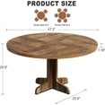 thumbnail image 2 of BeesClover Round Dining Table for 4, 47 Inch Farmhouse Kitchen Table with Wood Tabletop and Stable Base, Circle Dinning Room Table for Home Dining Room Living Room, Grey (Only Table), 2 of 7