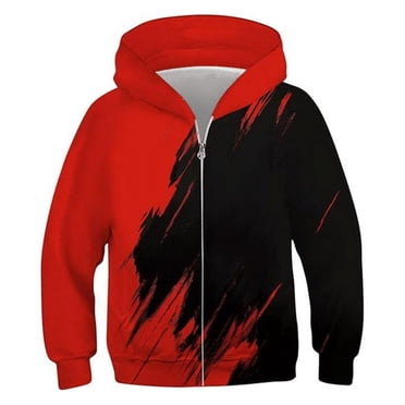 XASZHN Garçons Filles Chandail à Fermeture Éclair à Capuche Graphique 3D Rouge 18-24 Mois
