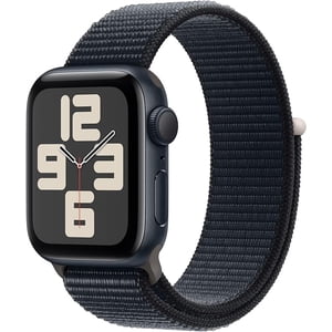 Apple montre SE (2nd Génération GPS) 40mm Midnight Montre intelligente en aluminium avec boîtier Midnight Loop sportif (41mm Ceinture certifiée remise à neuf (grade A)