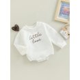 thumbnail image 3 of Faithtur Infant Baby Fall Romper, Long Sleeve Round Neck Letter Embroidery One-Piece Bodysuit, 3 of 8