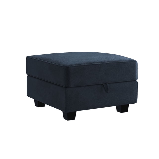 HONBAY Module d'Ottoman Carré en Velours pour Sofa Sectionnel Modulaire, Repose-Pieds de Rangement, Bleu Marine. un Ottoman Carré avec une Finition en Velours Bleu Marine, des Pattes Noires Robustes et un Espace de Rangement Caché pour Couvertures, magazines Ou Jouets. Fait Partie d'Un Système de Meubles Modulaires, Il Se Connecte de Façon Fluide avec d'Autres Composants de Sofa Sectionnel pour des arrangements Personnalisés.