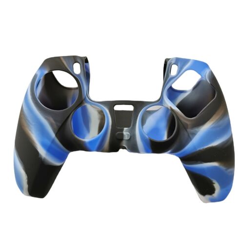 LNGOOR For PlayStation 5 PS5 Controller Silicone Rubber Grip Cover Case, Black+Blue