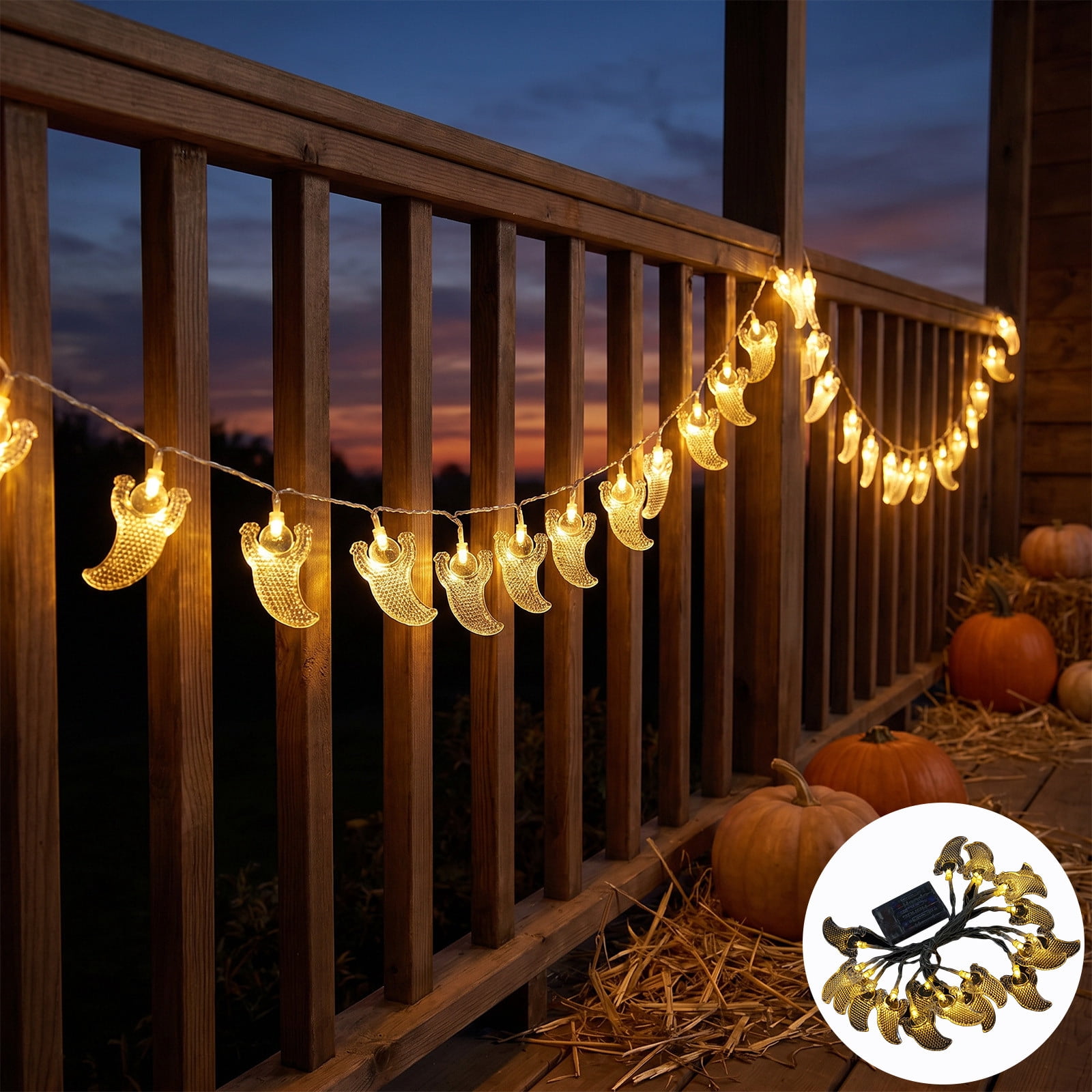 Kmonabie Battery Operated Transparent Ghost LED String Lights, Cute Waving Ghost Warm White Decor, Spooky Indoor Window Tiered Tray Lighting
