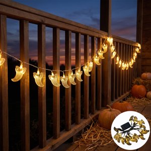 Kmonabie Battery Operated Transparent Ghost LED String Lights, Cute Waving Ghost Warm White Decor, Spooky Indoor Window Tiered Tray Lighting