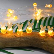 Wuztai LED Easter Rabbit String Lights, Copper Wire Fairy Lights for Holiday Decor, Easter Eggshell Rabbit Shaped Lanterns, Indoor Outdoor Party Festival Decorative Lighting
