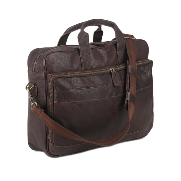 KomalC 16 Inch Leather briefcases Laptop Messenger Bags for Men and Women Best Office Satchel Bag (Brown)
