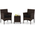 thumbnail image 2 of Costway 3 PCS Outdoor Conversation Set with Cushioned Seat & Tempered Glass Tabletop Black, 2 of 10