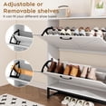 thumbnail image 3 of Toytexx 2-Tier White Farmhouse Cabinet with Flip Drawers, Adjustable Shelves & Metal Base, Narrow Entryway Rack, 3 of 6