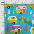 thumbnail image 2 of oneOone Rayon Light Blue Fabric Camping Hike Point Craft Projects Decor Fabric Printed By The Yard 56 Inch Wide, 2 of 4
