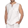 thumbnail image 1 of Styesk Tank Tops Men Men's Fashion Drawstring Color Cotton And Linen Sleeveless T-shirt Tops, 1 of 5