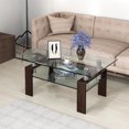 thumbnail image 3 of Costway Rectangle Glass Coffee Table Metal Legs End Table Livingroom Coffee, 3 of 10