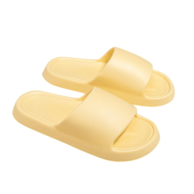 Mens and Womens Home Slippers Simplicity Solid Color Quick Drying Soft Sole Comfortable Non-Slip Indoor and Outdoor EVA Slippers Yellow-01