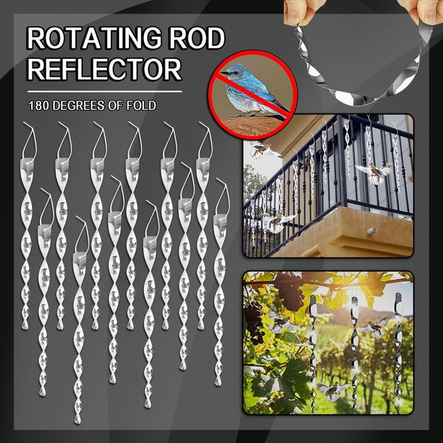 Bird Reflective Decoration 12 Pack Bird Repellen Rods Patio & Garden,12 X Reflective Bird Repellent