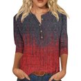 thumbnail image 1 of Bellella Hauts pour Femmes T-shirt Imprimé Floral Col Rond Tee Tunique Douce Manches 3/4 Blouse T-shirt Noir Rouge L, 1 of 2