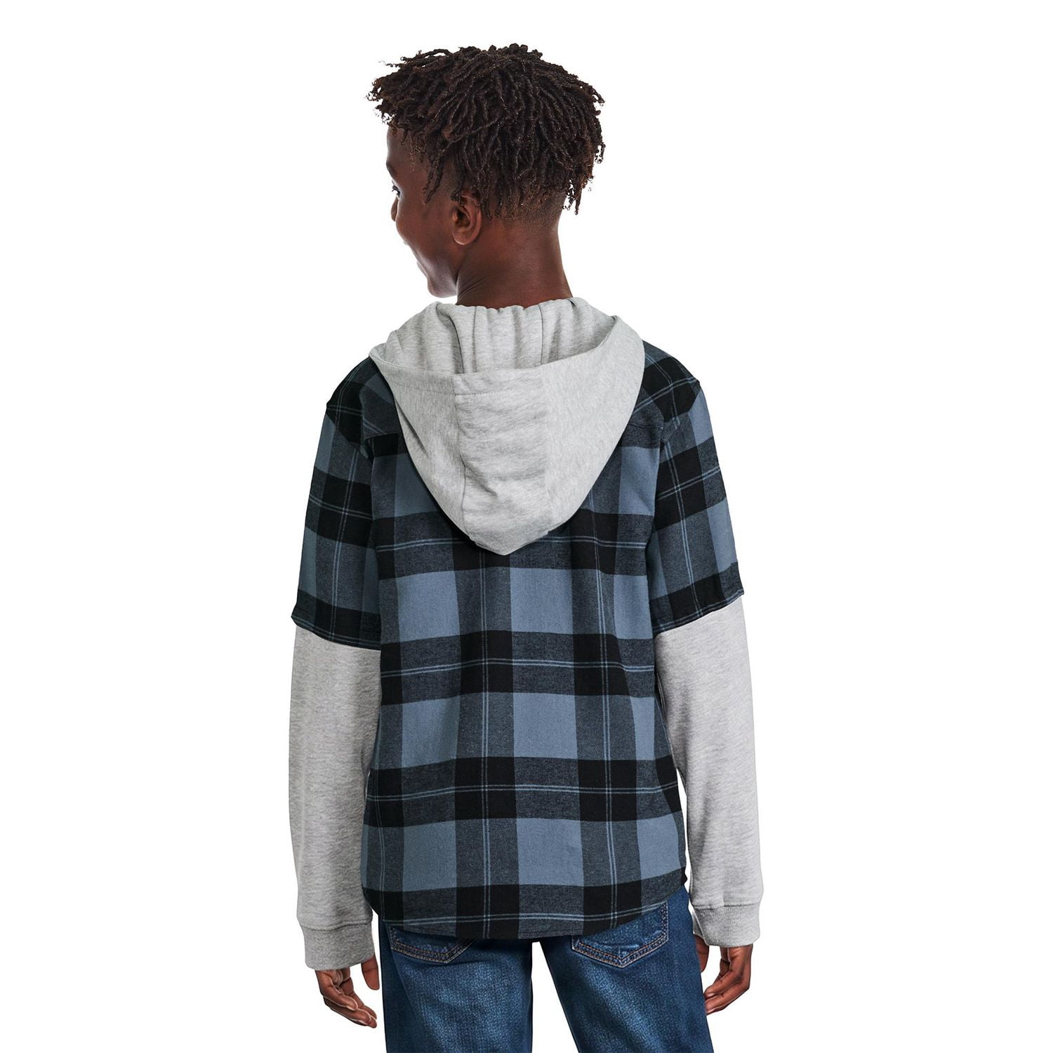 George Boys' Hooded Flannel Long-Sleeve Fooler Shirt