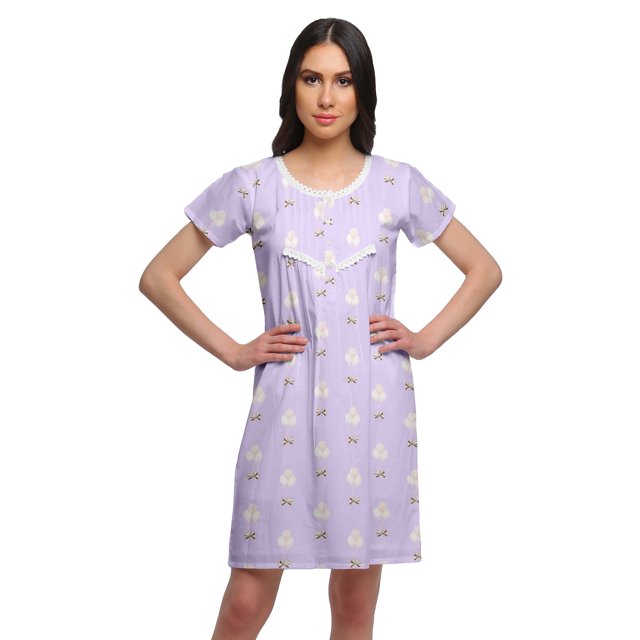 Moomaya Chemise de Nuit d'Allaitement à Boutons pour Femmes Imprimée