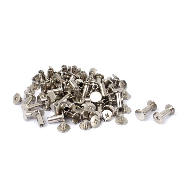 Unique Bargains Vis de Reliure Nickel pour Album Livre Vis d'Amarrage Rivets 5x12mm 50 Pcs