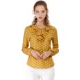 thumbnail image 3 of Allegra K Blouse à Manches Longues à Col à Volants pour Femmes TP à Pois Jaunes, 3 of 6