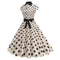 thumbnail image 3 of Offre à Durée Limitée Iumwxz Robe à Col à Revers à Manches Courtes pour Femmes Fermeture Éclair Boutons Robe Rétro à Volants avec Ceinture Robes à Pois Robes pour Femmes Robe Habillée pour Porter par-Dessus, 3 of 8