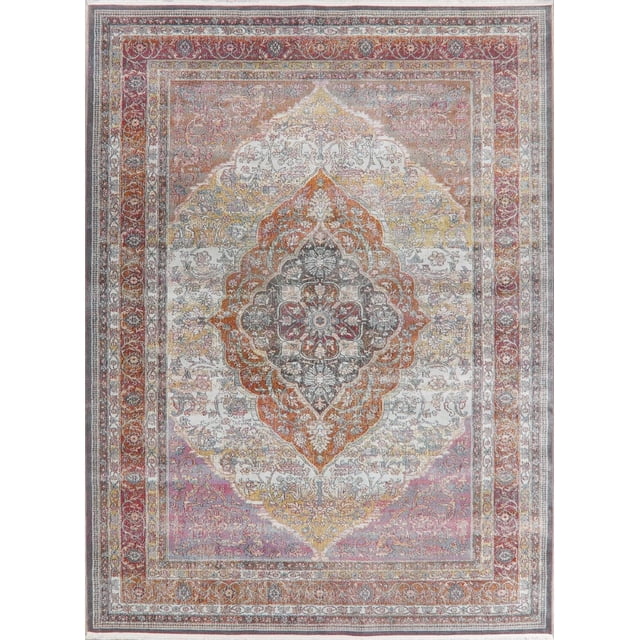 Tapis Beige Traditionnel à Motif Floral Oriental Turc Vieilli