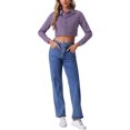 thumbnail image 2 of INSPIRE CHIC Veste en Jean pour Femme, Effilochée, Boutonnée, Lavée, Courte, en Denim, Violet, TG, 2 of 6