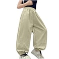 thumbnail image 1 of Children's Pants Clearance Sale Children's Elastic Waisted Work Pants With Loose Cuffs Mid Size Pants With Pockets For Adults In Summer, 1 of 4