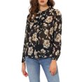 thumbnail image 1 of INSPIRE CHIC Women's Ruffle Collar Long Sleeve Button Down Floral Shirt, 1 of 6
