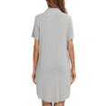 thumbnail image 4 of Pxiakgy Pyjama pour Femmes Pyjama pour Femmes Robe Boutonnée Manches Courtes Tenue de Nuit Printemps Été Vêtement de Nuit Simple à la Maison Pyjama Chemises de Nuit pour Femmes Gris + TG, 4 of 4