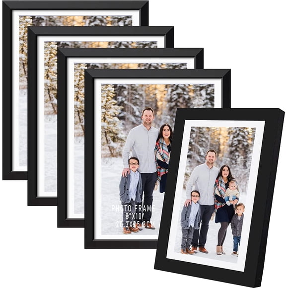 HAHDAXIA 8x10 Black Picture Frame Set of 5,Modern Solid Wood Picture Frames for Wall Hanging Display (8x10 Inch)