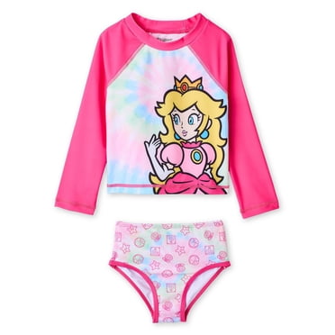 Super Mario Toddler Girls' Two Piece Princess Peach Swim Set