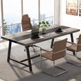 thumbnail image 1 of Vintage Wooden Conference Table, 6FT Rectangle Office Executive Desk with Strong Metal Frame for 6 People, 1 of 5