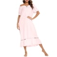 thumbnail image 2 of Timegard Longues Robes de Nuit pour Femmes Manches Courtes Col Rond Vêtements de Nuit Décontractés Amples Confortables Robe de Maison, 2 of 4